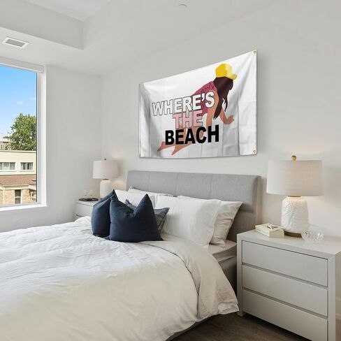 مضحك نسيج جيرسي شور حيث' The Beach Funny Flag 3x5FT غرفة نوم، كهف للرجال، Lving Rom، ديكورات الدراسة in Saudi Arabia