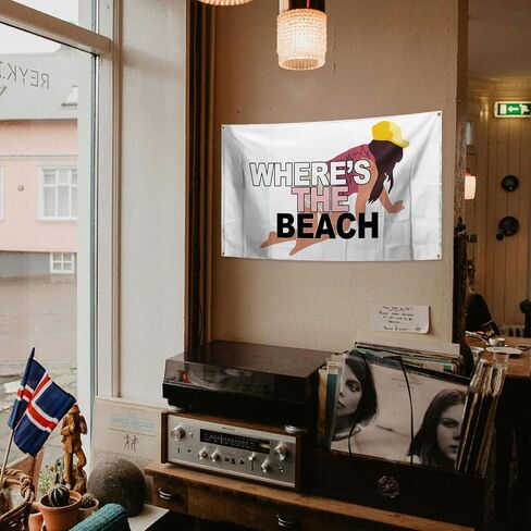 مضحك نسيج جيرسي شور حيث' The Beach Funny Flag 3x5FT غرفة نوم، كهف للرجال، Lving Rom، ديكورات الدراسة in Saudi Arabia