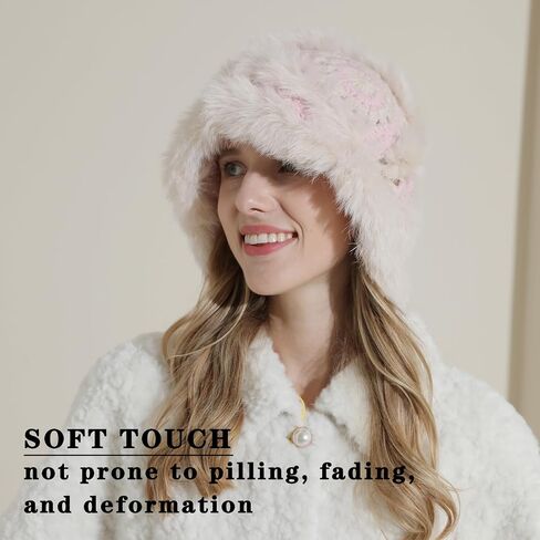 Crochet Bucket Hat for Women Knit Handmade Foldable Floppy Warm Cap Fashion Cute Fishing Hat Striped Floral Winter hat in Saudi Arabia