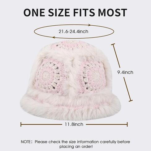 Crochet Bucket Hat for Women Knit Handmade Foldable Floppy Warm Cap Fashion Cute Fishing Hat Striped Floral Winter hat in Saudi Arabia