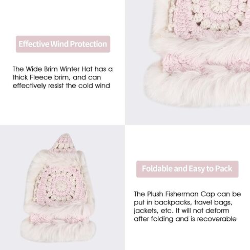 Crochet Bucket Hat for Women Knit Handmade Foldable Floppy Warm Cap Fashion Cute Fishing Hat Striped Floral Winter hat in Saudi Arabia