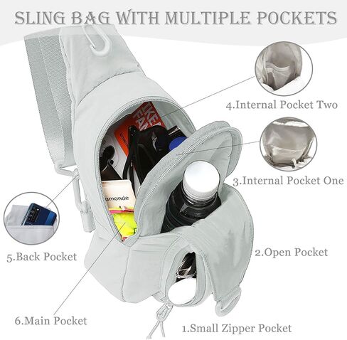 Small Sling Bag for Women Crossbody Sling Backpck with Adjustable Straps Lightweight Small Nylon Chest Bag for Daily Casual Travel Hiking, Brown in Saudi Arabia