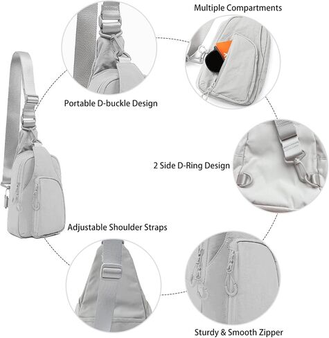 Small Sling Bag for Women Crossbody Sling Backpck with Adjustable Straps Lightweight Small Nylon Chest Bag for Daily Casual Travel Hiking, Brown in Saudi Arabia