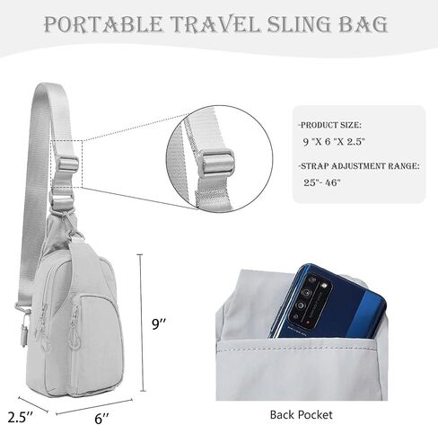 Small Sling Bag for Women Crossbody Sling Backpck with Adjustable Straps Lightweight Small Nylon Chest Bag for Daily Casual Travel Hiking, Brown in Saudi Arabia