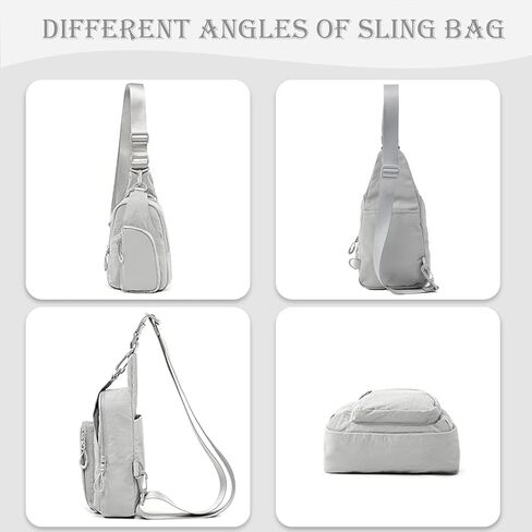 Small Sling Bag for Women Crossbody Sling Backpck with Adjustable Straps Lightweight Small Nylon Chest Bag for Daily Casual Travel Hiking, Brown in Saudi Arabia