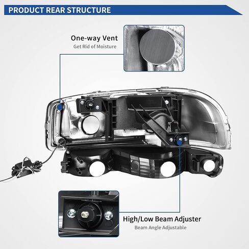 oEdRo LED DRL Headlight Assembly Compatible with 1999 2000 2001 2002 2003 2004 2005 2006 GMC Sierra 1500 2500 3500/00-06 GMC Yukon Headlamp with Clear Lens Black Housing Clear Reflector in Saudi Arabia