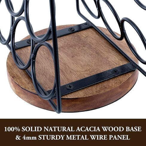 MyGift Modern Brass Tone Plated Metal and Brown Mango Wood Coffee Pod Holder Stand - Tabletop Café Bar Coffee Capsule Storage Rack - Handcrafted in India in Saudi Arabia
