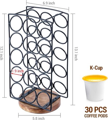 MyGift Modern Brass Tone Plated Metal and Brown Mango Wood Coffee Pod Holder Stand - Tabletop Café Bar Coffee Capsule Storage Rack - Handcrafted in India in Saudi Arabia