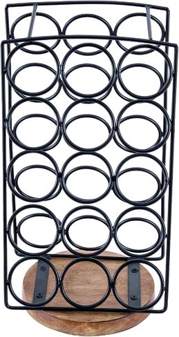 MyGift Modern Brass Tone Plated Metal and Brown Mango Wood Coffee Pod Holder Stand - Tabletop Café Bar Coffee Capsule Storage Rack - Handcrafted in India in Saudi Arabia