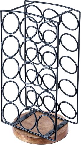 MyGift Modern Brass Tone Plated Metal and Brown Mango Wood Coffee Pod Holder Stand - Tabletop Café Bar Coffee Capsule Storage Rack - Handcrafted in India in Saudi Arabia