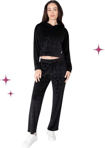 باريس هيلتون بدلة رياضية للنساء طقم صالة بدلة رياضية مزينة بلوفر قطيفة بلوزات وسراويل مطابقة مجموعة 2 قطعة in Kuwait