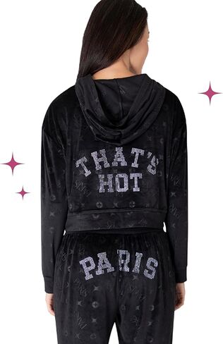 باريس هيلتون بدلة رياضية للنساء طقم صالة بدلة رياضية مزينة بلوفر قطيفة بلوزات وسراويل مطابقة مجموعة 2 قطعة in Kuwait