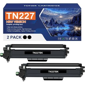 TN227BK TN-227BK TN227 Black MFC-L3770CDW Toner Cartridge Replacement for Brother TN227 TN227BK TN-223BK TN223BK for MFC-L3770CDW HL-L3290CDW HL-L3230CDW MFC-L3750CDW L3710CW L3210CW Printer (2 Pack)