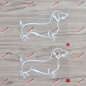 2X White 6'' Dachshund Dog Puppies Decal Sticker Car Vinyl Silhouette
