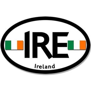Euro Oval IRE Ireland Sticker (Country Decals, Green, White, and Orange Irish Flag Vinyl for Cars, Trucks, Laptops, and Coolers (3 x 5 inch)