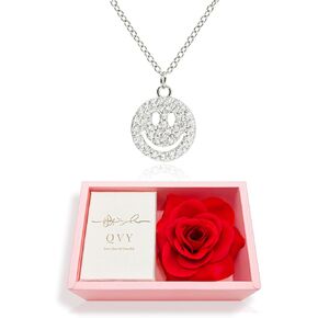 14K Gold Plated Smiley Face Necklace • Dainty Cubic Zirconia Happy Face Jewelry for Women • Non Tarnish Preppy Cute Teen Girl Necklace [SMN]