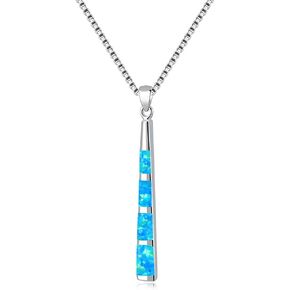 CiNily Opal Pendant Necklace for Women 14K White Gold Plated Long Disc Pendant Ladies Fashion Opal Jewelry