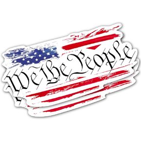 We The People Decal with American Flag (2 Pack Large) - Strong Adhesive Waterproof Patriotic Decals - No Fade, Used for Car, Truck, Helmet, Laptop, RV, Boat, Water Bottle