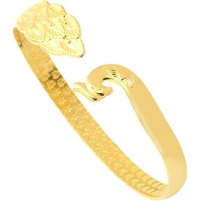 VJOSA Fashion Simple 18K Gold Plated Peacock Pattern Open Cuff Bracelet