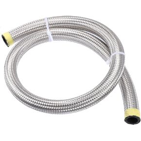 X AUTOHAUX 5ft 12AN Fuel Hose AN12 Universal Car Braided Stainless Steel CPE Oil Fuel Gas Line Hose Silver Tone