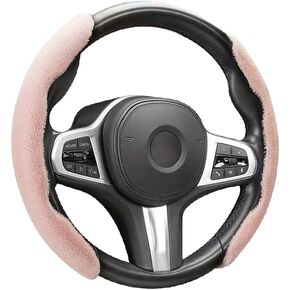 Furry Car Steering Wheel Cover,Segmented Car Wheel Cover with Warm & Comfortable Feel Steering Wheel Wrap Car Decor,Anti-Slip Car Accessories Interior Steering Wheel Cover Set (Black)