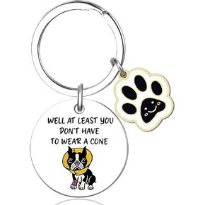 At Least You Don't Have to Wear A Cone Funny Gifts for Friends Bedridden Coworkers Funny Get Well Soon Gifts for Women Men Surgery Recovery Gifts Funny Keychain