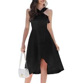 Meetjen Cocktail Party Dress Halter Neck Midi Wedding Guest Evening Dress Valentines 2025 Evening Sleeveless Prom Dress