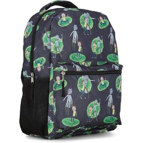 Rick and Morty Allover Backpack, Summer and Squanchy - Official School Bookbag (Black)