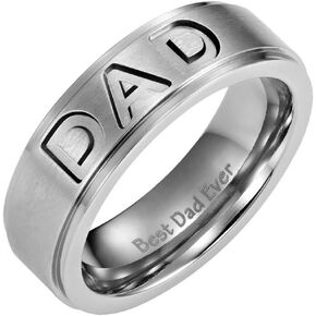 Willis Judd New Mens Titanium DAD Ring Engraved Best Dad Ever