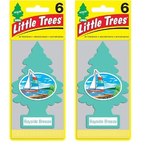 Little Trees Cardboard Hanging Car, Home & Office Air Freshener, Bayside Breeze (Pack of 12)