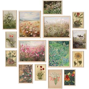 TRAMIN Floral Wall Art - Vintage Floral Prints for Wall Decor, French Garden Painting Spring Landscape Botanical Art Wildflower Decor, Flower Poster for Room Aesthetic Vintage Prints, (8x10 Unframed)