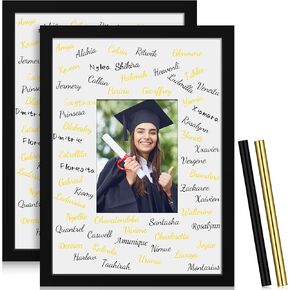 Wesiti 2 Pack Graduation Signature Picture Holds Picture Frame Displays 5x7 Photo with 2 Pcs Signature Pen for Graduation Wedding Celebration Birthday Wall Tabletop Display(11 x 14 Inch)
