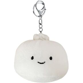 HSYHERE Men Women Super Cute Funny Smiling Face Happy Food White Bun Dumpling Soft Plush Keychain Key-ring Pendant Key Chain