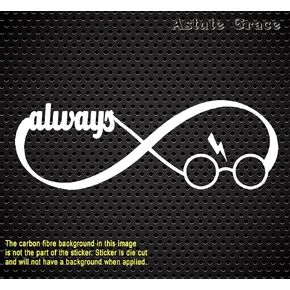 Infinity Symbol Glasses and Lightning Scar Vinyl Decal for Cars,Walls,Laptops | White | 7.5x2.5 in | AG-655