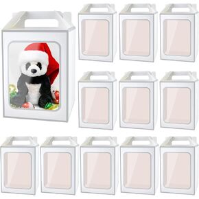 Enorteen 30 Pcs Clear Gift Bags with Transparent Window Gift Boxes Candy Boxes Tote Paper Bags Flower Boxes Bouquet Bags for Bridal Shower Present Festivals Party (Red) in Saudi Arabia