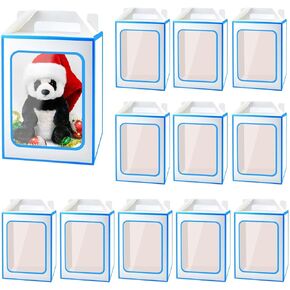 Enorteen 30 Pcs Clear Gift Bags with Transparent Window Gift Boxes Candy Boxes Tote Paper Bags Flower Boxes Bouquet Bags for Bridal Shower Present Festivals Party (Red)