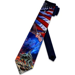 Three Rooker Patriotic Neckties Mens Iwo Jima World War 2 Tie Memorial Day Necktie Flag Ties