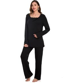 Women's Cozy V Neck Pajama Set Night Sweat Moisture Wicking Sleepwear PJs Sets Summer Style