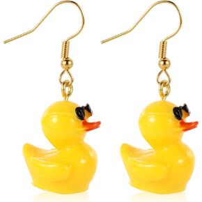 Yellow Duck Earrings, Cute Acrylic Duck Earrings Personalized Duck Dangle Drop Earrings Funny Duck with Glasses Earrings for Women Girls