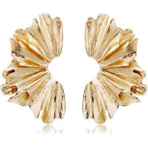 MALOYANVE Gold Statement Earrings for Women Exaggerated Large Geometric Bohemian Metal Leaf Flower Dangling Stud Earrings Jewelry Gifts