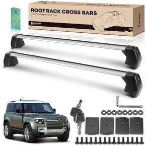 YHTAUTO Car Roof Rack Cross Bar Compatible with Land Rover Defender 110 2020-2023 w/Naked Fixed Point, 165 Lbs Aluminum Alloy Cargo Bar for Rooftop Tent Kayak Bike Luggage Snowboard Ski Board Canoe