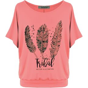 Batwing Tops for Women – Oversized Casual T-Shirt with Banded Waist