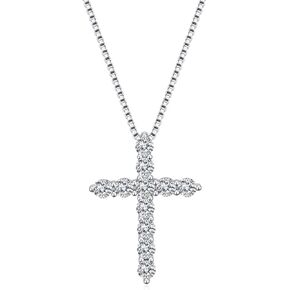 Rnivida Sterling Silver Cross Necklace for Women, Dainty Cubic Zirconia Cross Pendant Necklace