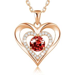 925 Sterling Silver Heart Birthstone Necklace for Women,18K White Gold Plated Necklaces,Large Heart Pendant with 5A Birthstone Zirconia Necklaces Jewelry Gifts for Birthday Christmas Anniversary