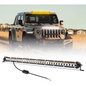 OPP ULITE 20inch Led Light Bar White & Yellow Strobe Light 1 Solid Mode & 15 Flashing Mode, 126pcs Led Spot Beam Slim Driving Work Lights for 4x4 Trucks SUV ATV UTV, 1PC Pack