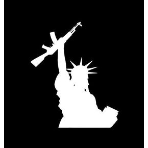 Statue of Liberty Guns 2nd Amendment Decal Vinyl Sticker Makarios LLC |Cars Trucks Vans Walls Laptop MKR| White |5.5 x 4.5|MKR305