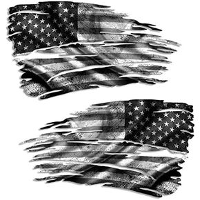 Subdued American Flag Tattered Decal Set USA Distressed Sticker