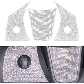 Bling Rhinestone Control Panel Decals for Tesla Model 3 & Y, 3Pcs Sparkly Car Accessories