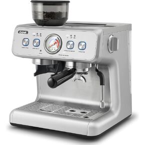 Gevi [2024 Upgraded Dual Boiler Espresso Machine EzBru 2000 | 58mm Grouphead | Barista Level Steam Wand | Built-in Grinder With 31 Size Settings | Full Stainless Steel Housing | Sterling Silver