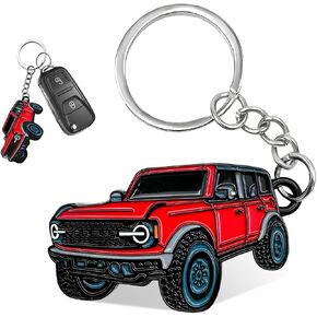 Car Keychain, Cute Car Model Key Chain for Rubicon X Rubicon 392, Wrangler Keychain with Metal Ring for Friends (Orange)
